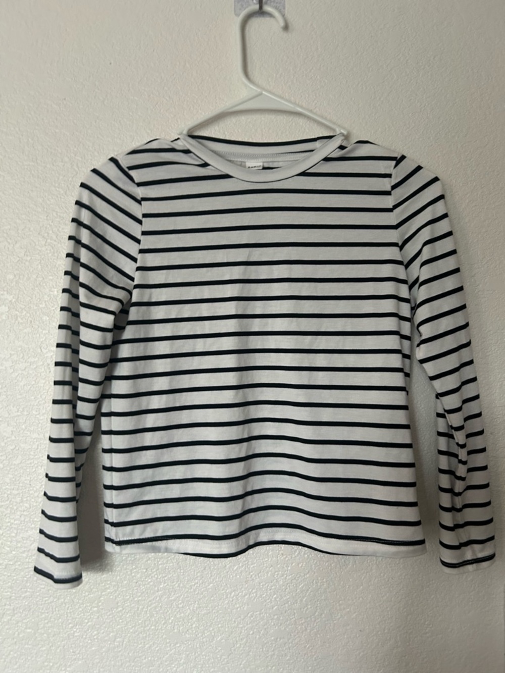 SHEIN White and Black Striped Long Sleeve Top